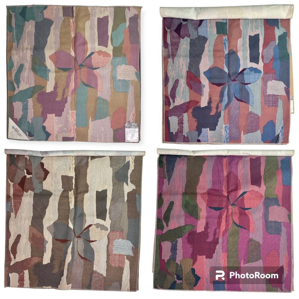 Set 4 VTG John Wolf Fabric Cotton DuPont Teflon Finish 1970s Floral Samples